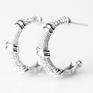 White Bling Hoop Earrings - Metal Mashup